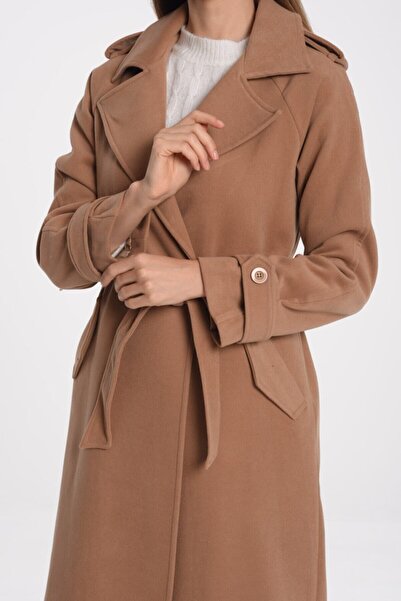Pitti Women's Camel Epaulet Coat 70558