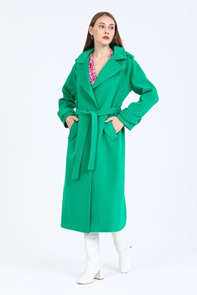 Pitti Women's GRASS GREEN Epaulet Coat 70558