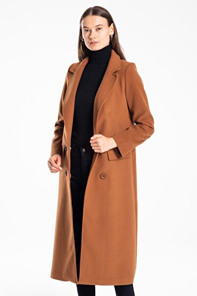 Pitti Women's Tan Buttoned Coat 70569