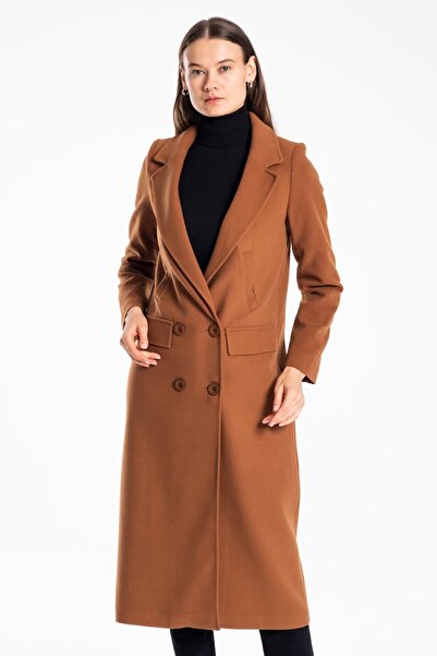 Pitti Women's Tan Buttoned Coat 70569