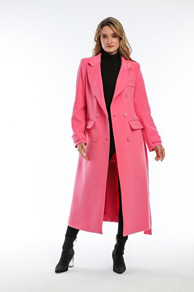 Pitti Women's Candy Pink Buttoned Coat