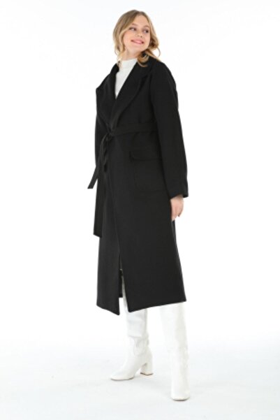 Pitti Black Men's Collar Long Women's Coat