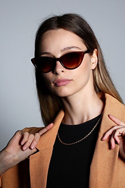 Zevahir Kadın Kahverengi Vintage Cat Eye Güneş Gözlüğü