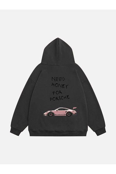 Mad&Calf Unisex oversize fleecová mikina Porsche s potiskem