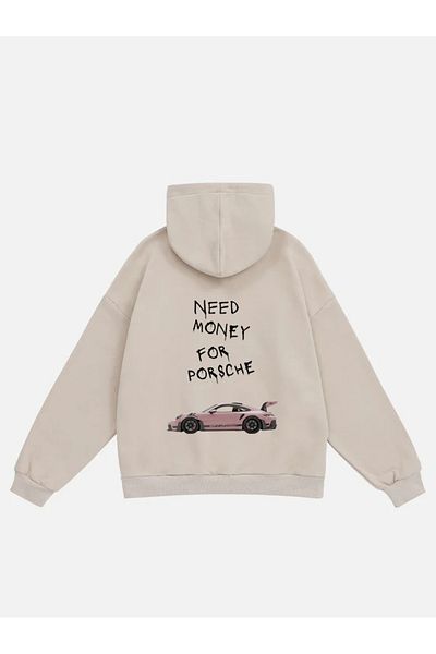 Mad&Calf Φούτερ Porsche Printed Unisex Oversize με κουκούλα Fleece
