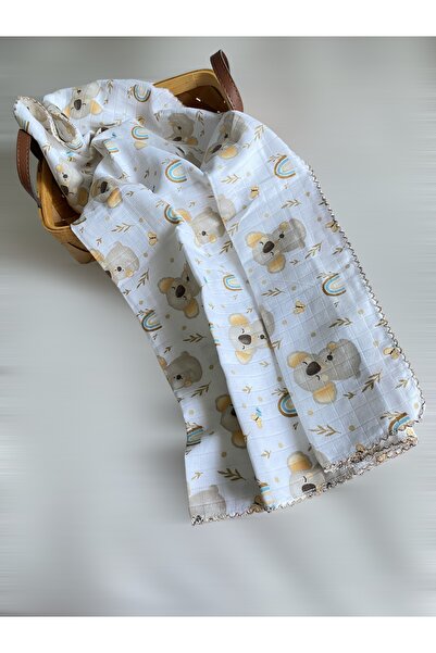 Müslin Bebek Örtüsü 100% Pamuk Cotton Desenli Biyeli