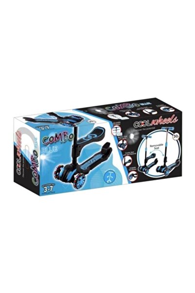 PeriYedi 5+ Yaş Süper Led Işıklı Oturaklı Mavi Renk Scooter Mavi 3 Tekerli