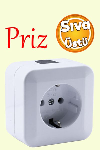 Badem10 220V Monophase Surface Mounted Grounded Socket - Square Plug Group with Wireless Terminal