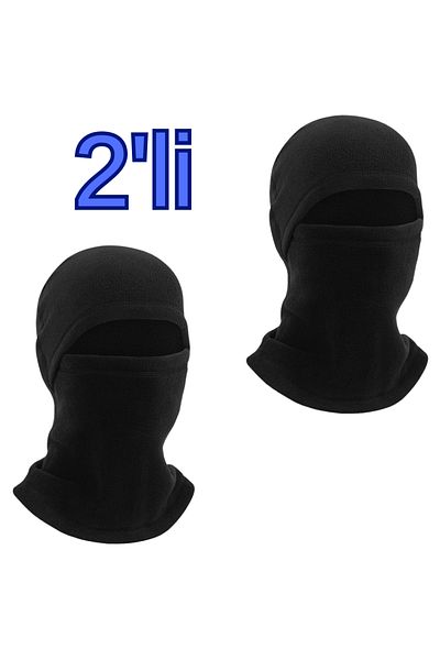 AXE SPORTSWEAR Unisex Winter Black Thermal Fleece Snow Mask - Set of 2 Skiing, Cycling, Motorcycle Helmet Beanie