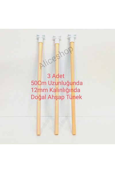aliceshop Natural Wooden Perches - 3 Pieces 12mm Thick 50cm Long Smooth