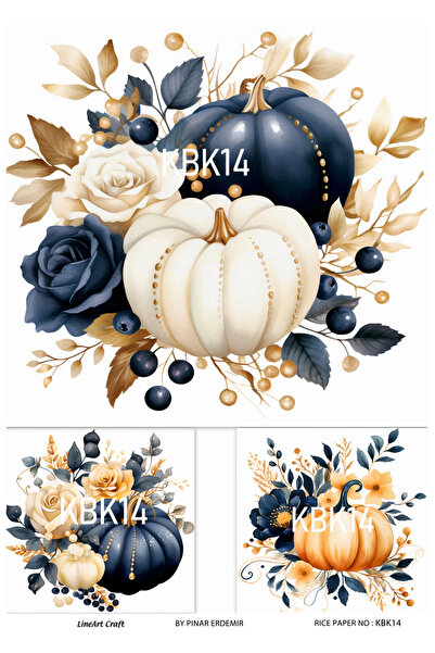 LİNEART Pumpkin Series Kbk14 Brass Decopage - 30*42 cm Halloween Decoration