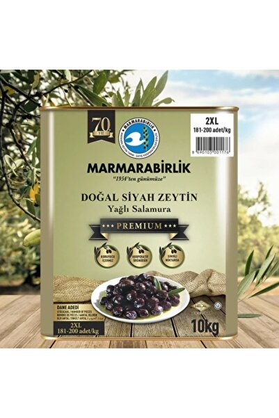 MarmaraBirlik Premium 181-200 Kalibre Siyah Zeytin 10 KG