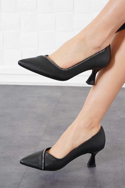 Ventes 7 Cm Stone Detailed Satin Stiletto Women's Shoes