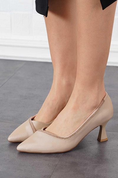 Ventes 7 Cm Stone Detailed Satin Stiletto Women's Shoes