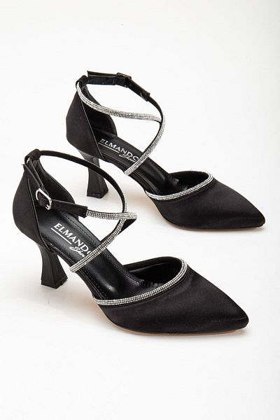 Ventes Satin Women's Shoes - 7 Cm Heel, Cross Stone Detail