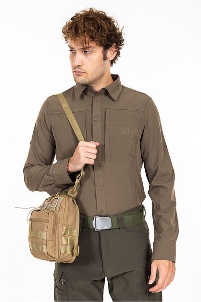 METAM Beige Square Tactical Handbag - Akn