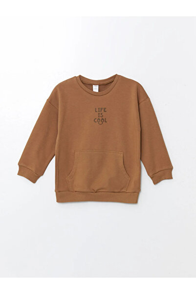 LC Waikiki LCW Baby - fekete nyakú, nyomott kisfiú pulóver és melegítőnadrág szett 2 darabból