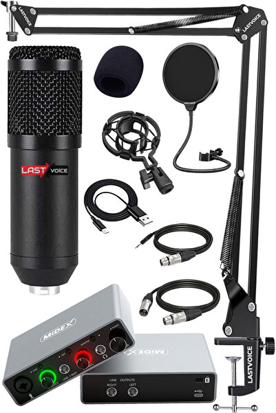 Lastvoice Midex Glx Paket-3 Bm800 Mikrofon Stüdyo Ses Kartı Stand Filtre