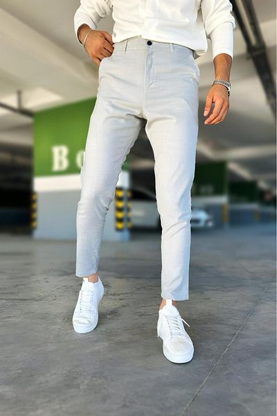 Oksit Hel 779 - Βαμβακερό παντελόνι Slim Fit από σχολικό ύφασμα