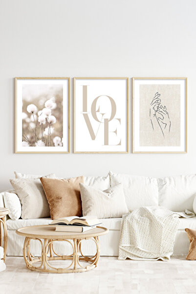 Gepetto Wood Ahşap Çerçeveli 3'lü Modern  Tablo