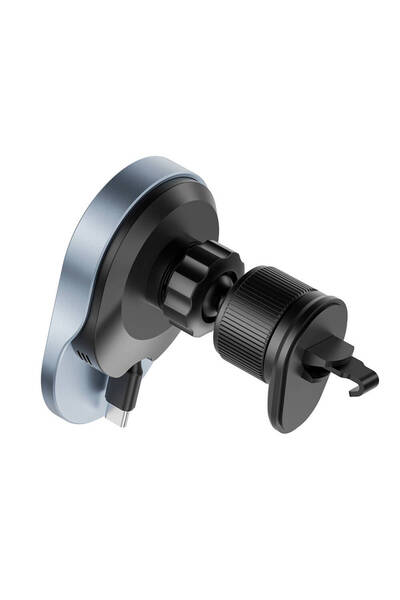 WIWU Manyetik Kablosuz Şarj Özellikli Araç İçi Telefon Tutucu Wiwu CH-315 Lacey Havalandırma Tasarım Gri