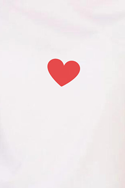 PHIL HILL White Heart Patterned Stand Collar Women's T-shirt