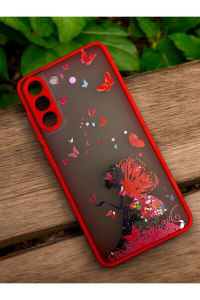 Merwish Galaxy S21 FE (Fan Edition) Uyumlu Kelebek Kadın Desenli Kamera Korum...
