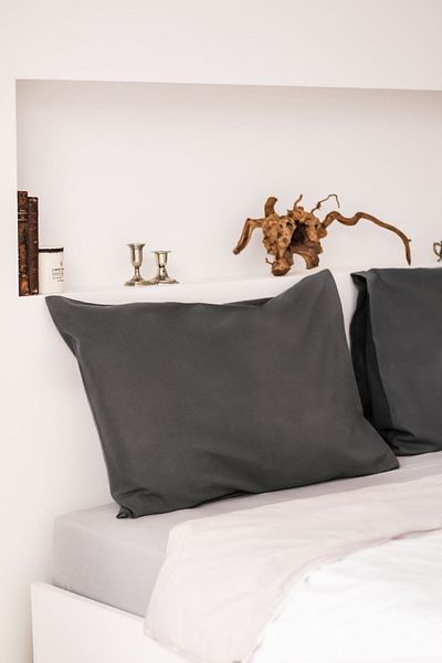 LALEZEN HOME 2-Piece Gray Pillowcase 100% Cotton 50x70