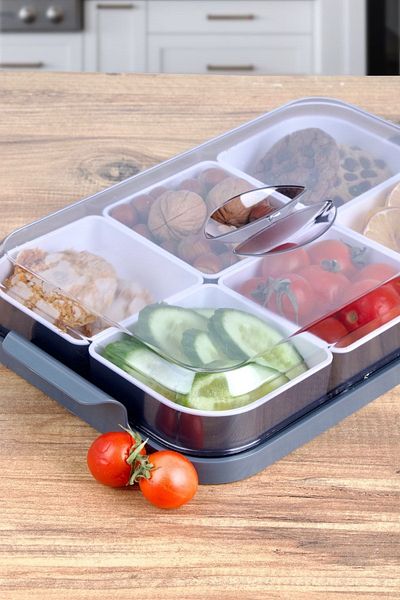 Porsima Dc-550 Double Colored 6 Compartment Breakfast Set Gray