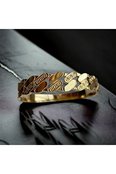 İNN JEWELLERY Kadın 316 L Çelik Kararmaz Antialerjik Desenli Kelepçe Bileklik 2 Yıl Ithalatçı Garantili