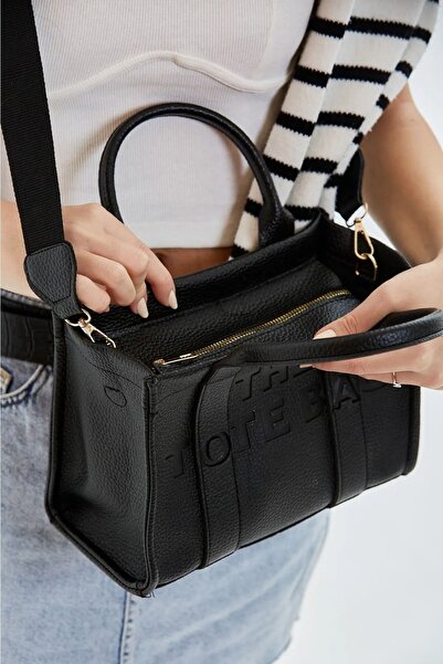 skyyouaccesories Kadın The Tote Bag Baskılı Siyah Askılı El Kol Ve Omuz Çantası