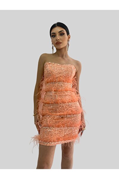 ÖMÜR INN Kat Kat Otrişli Mini Elbise