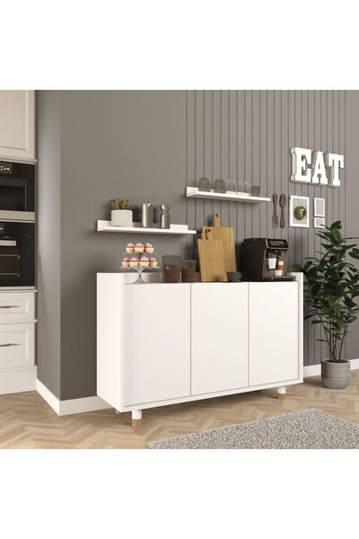 Cool Home Bono Raflı Kahve Köşesi , Çok Amaçlı Dolap , Konsol , Beyaz