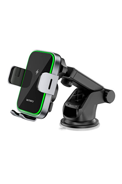 WIWU Kablosuz Şarj Özellikli Araç İçi Telefon Tutucu Wiwu CH-313 Uzayabilen Vantuzlu Siyah