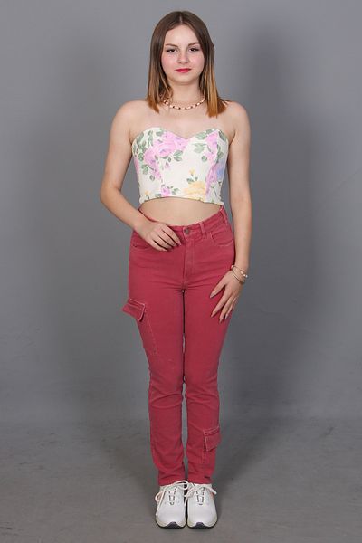 twingold High Waist Lycra Cargo Jeans - Dried Rose