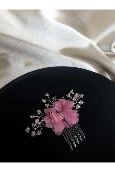 DOĞA ART STORE Çiçek Detaylı Taraklı Gelin, Nişan, Düğün Saç Aksesuarı