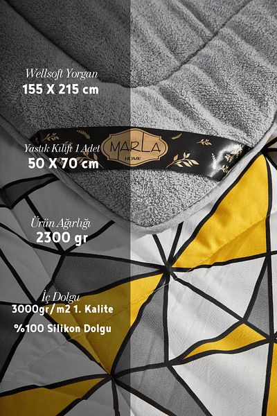 MARLA HOME Single Diamond Patterned - Multicolored Geometric Quilt Set