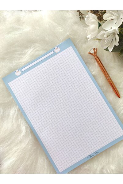 Flowery Paper Mavi Koyuncuk A4 Notepad - Memopad,Check List ,Not Defteri ,Blo...