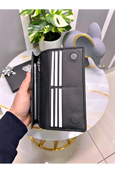 Fil Deri With Phone Compartment - Genuine Leather Wallet - with Magnet and Hand Tape - Large Portfolio 2028