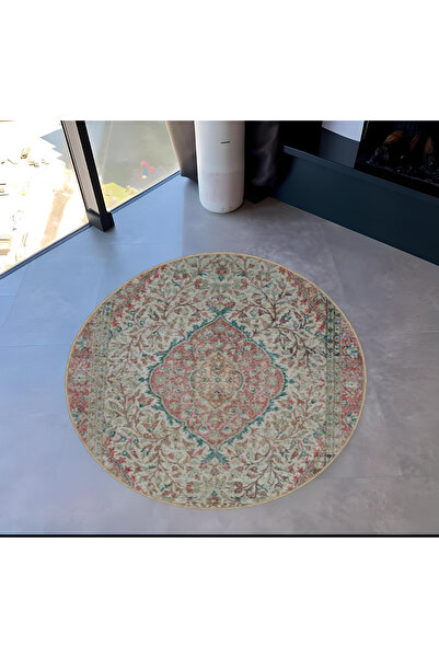 Rugs Modern Halı Light Tone Traditional Patterned Round Woven Base Vintage De...