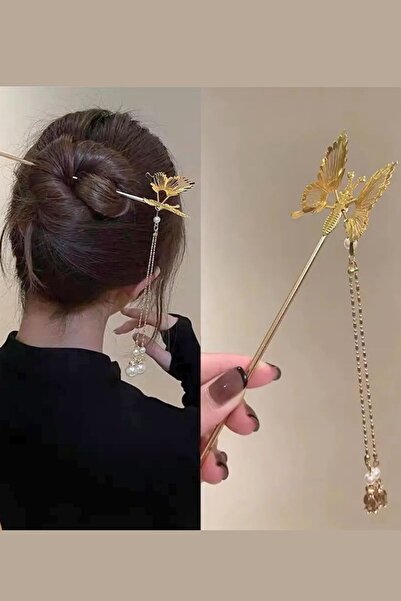 PETEK AKSESUAR KELEBEK SALLANTILI METAL ÇUBUK TOPUZ TOKASI