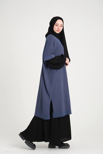 VALENS BOUTİQUE Mercerized Poncho με κουμπωτό κλείσιμο χιτζάμπ Poncho χωρίς κουκούλα