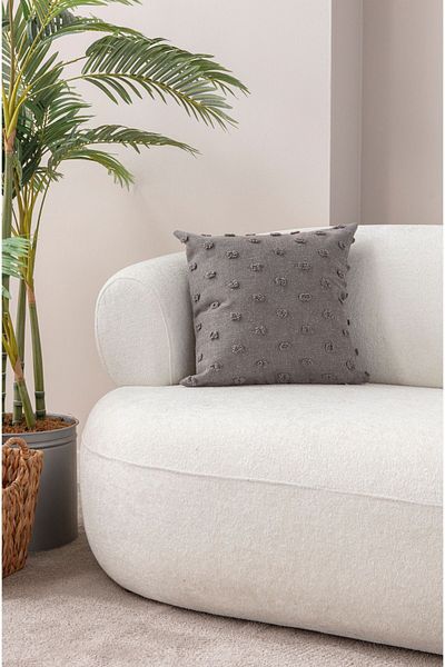 EVOTTO HOME COLLECTİON Husa de perna decorativa din stofa de in cu buline 43x43
