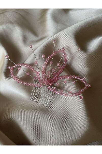 DOĞA ART STORE Κλιπ μαλλιών με ροζ κρυστάλλινες χάντρες Lotus Model