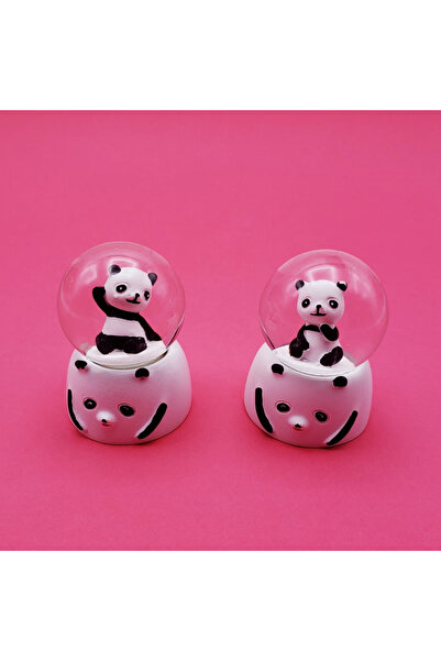 Tahtakale Dünyası Işılı mini boy panda kar küresi 7 cm hediyelik masa ve gece...