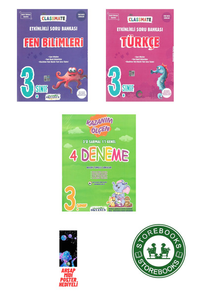 Okyanus Yayınları Okyanus 3.Sınıf Classmate Fen + Türkçe +  4 Deneme Soru Ban...