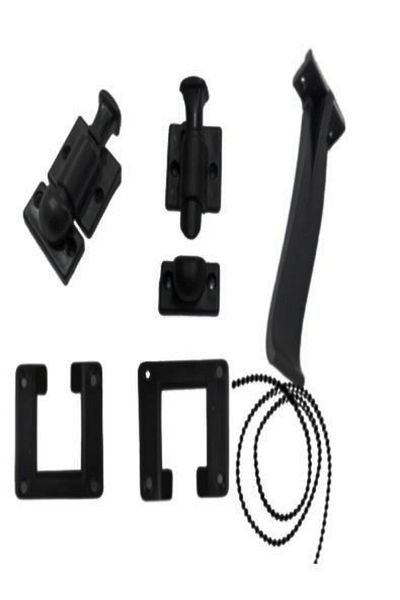 BULUT DİZAYN VE HEDİYELİK EŞYA Safety Black Plastic Lock Set - Glass Balcony and Beaded Rope Chain Set