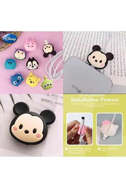Genel Markalar Disney sevimli fare Mickey mouse 3d kablo koruyucu tutucu silikon aparat kopma önleyici