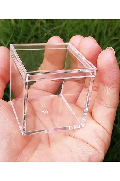 Genel Markalar Mika Kutu Şeffaf 5x5cm Kare Düğün Nişan Kına Hediyelik Mika Ku...