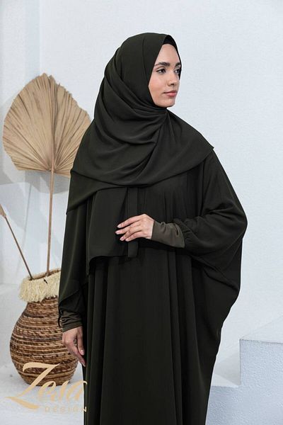 VALENS BOUTİQUE Yarasakol Ferace Egyptian Silk Γυναικείο Χιτζάμπ Φόρεμα με μισό φερμουάρ στον καρπό